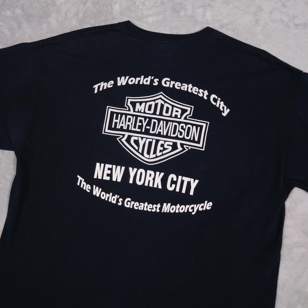 Harley Davidson Graphic T Shirt Mens XL Motorcycle Black NYC Worlds Greatest